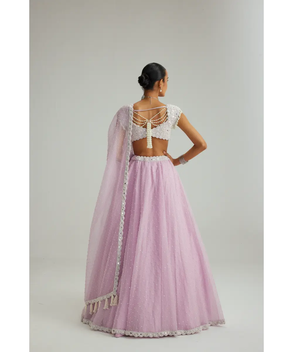 VVANI VATS- Lavender mirror and pearl lehenga set